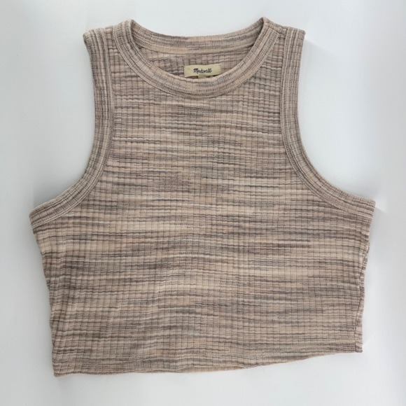 Madewell Tops - Madewell Brightside Rib Cutaway Crop Tank Top Size Large Marled Space Dye NQ059